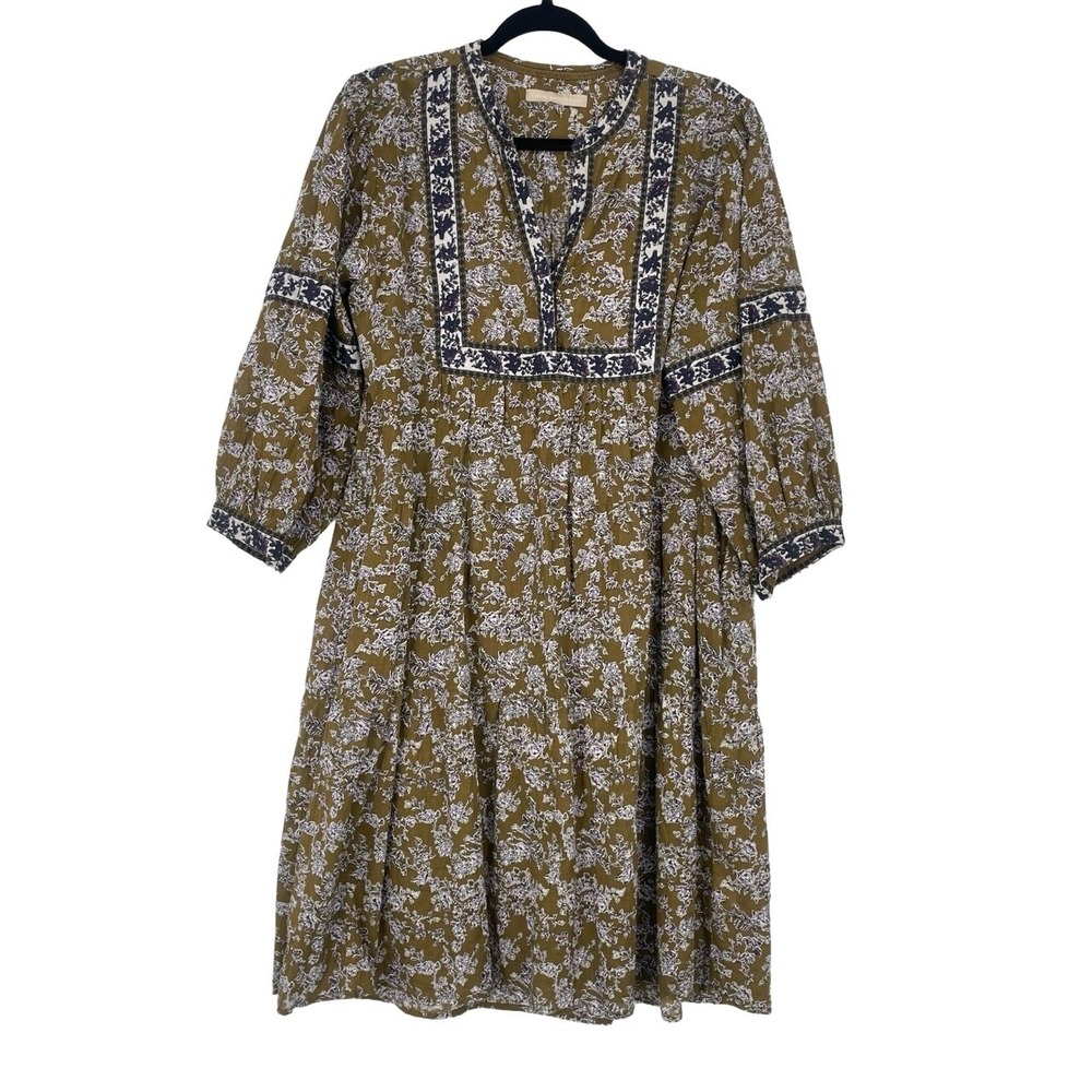 Lola Austraillia Womens 3/4 Sleeve Elevated Indie Boho A-Line Midi Dress Large - Picture 1 of 13